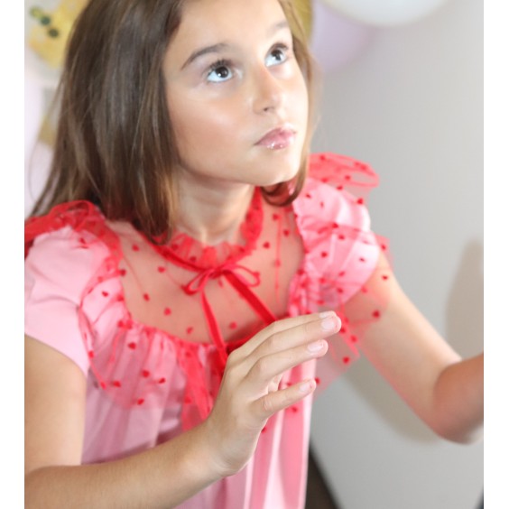 Pink dress with tule top