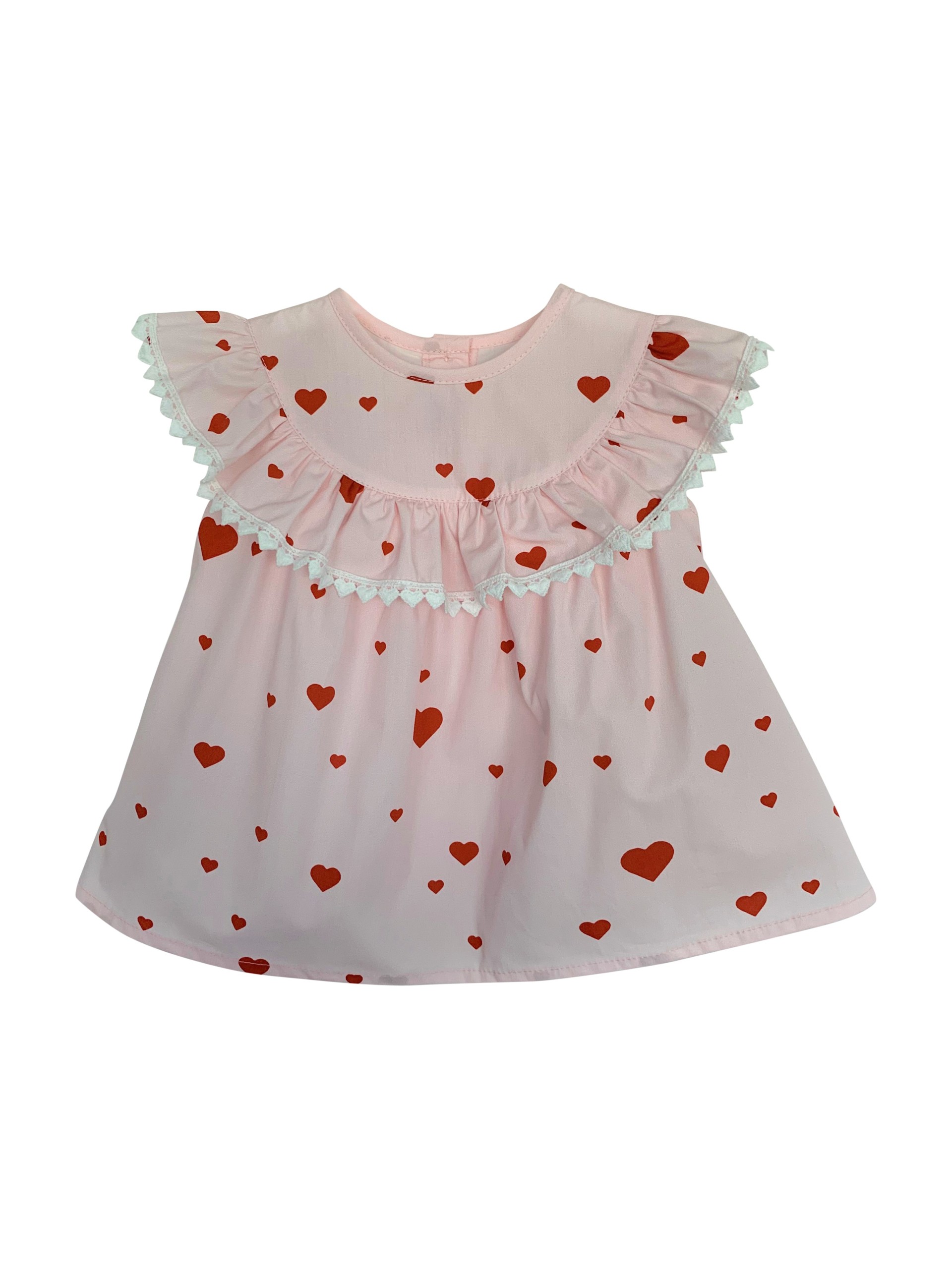 Pink with red hearts heart lace blouse