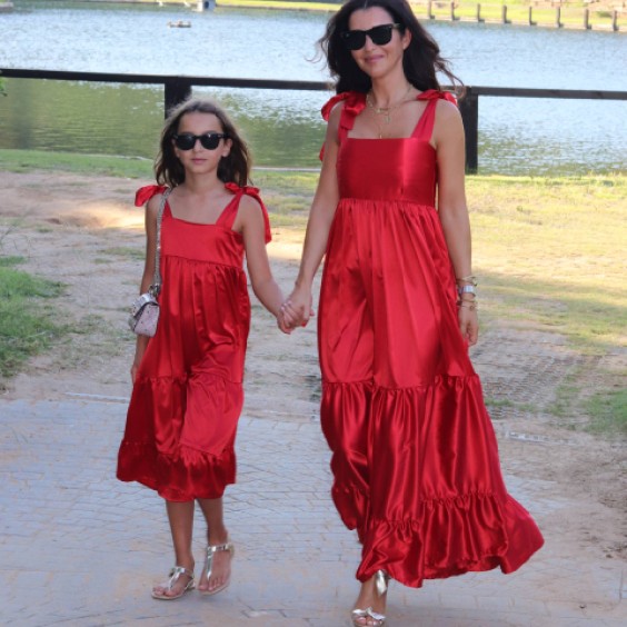 Red long dress - woman