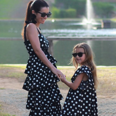 Black with dots long dress