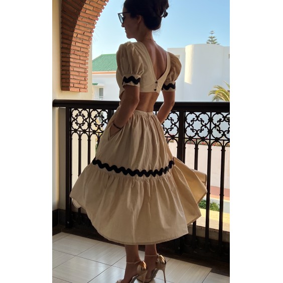 Vestido cut out creme