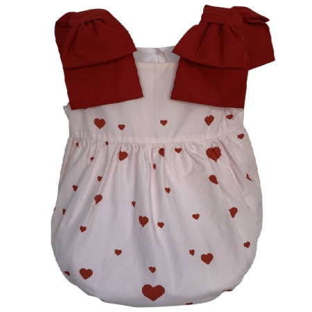 Pink with red hearts bows romper