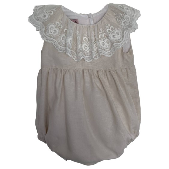 Barbotteuse en lin beige avec dentelle Barbotteuse en lin beige avec dentelle