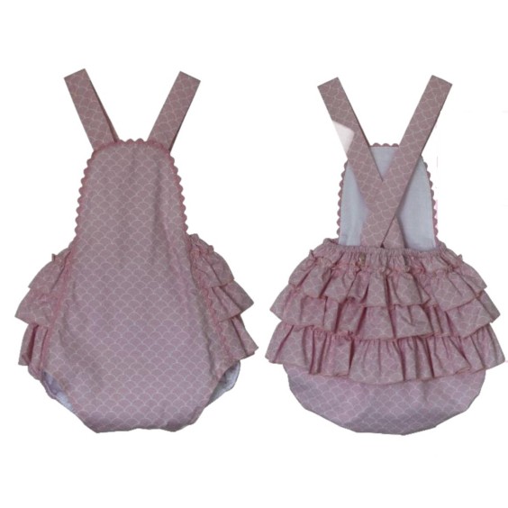 Pink waves 3 frill romper