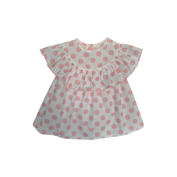 Pink polka dot blouse