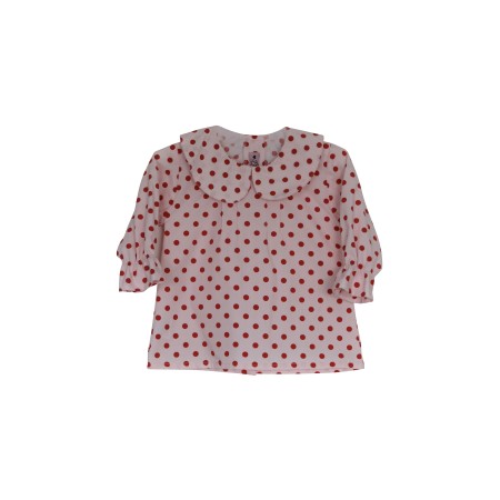 Red dots collar blouse