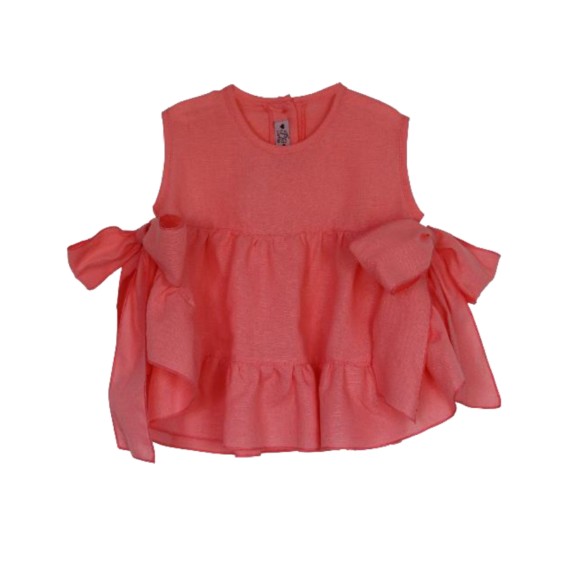 Coral linen 2 bows tunic Coral linen 2 bows tunic