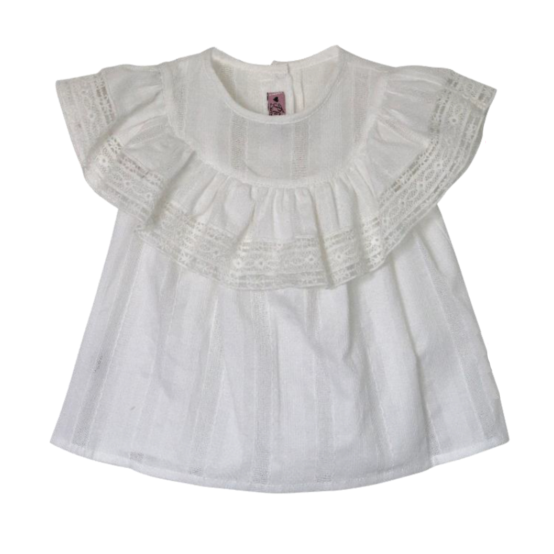 Embroidery  frill blouse with lace