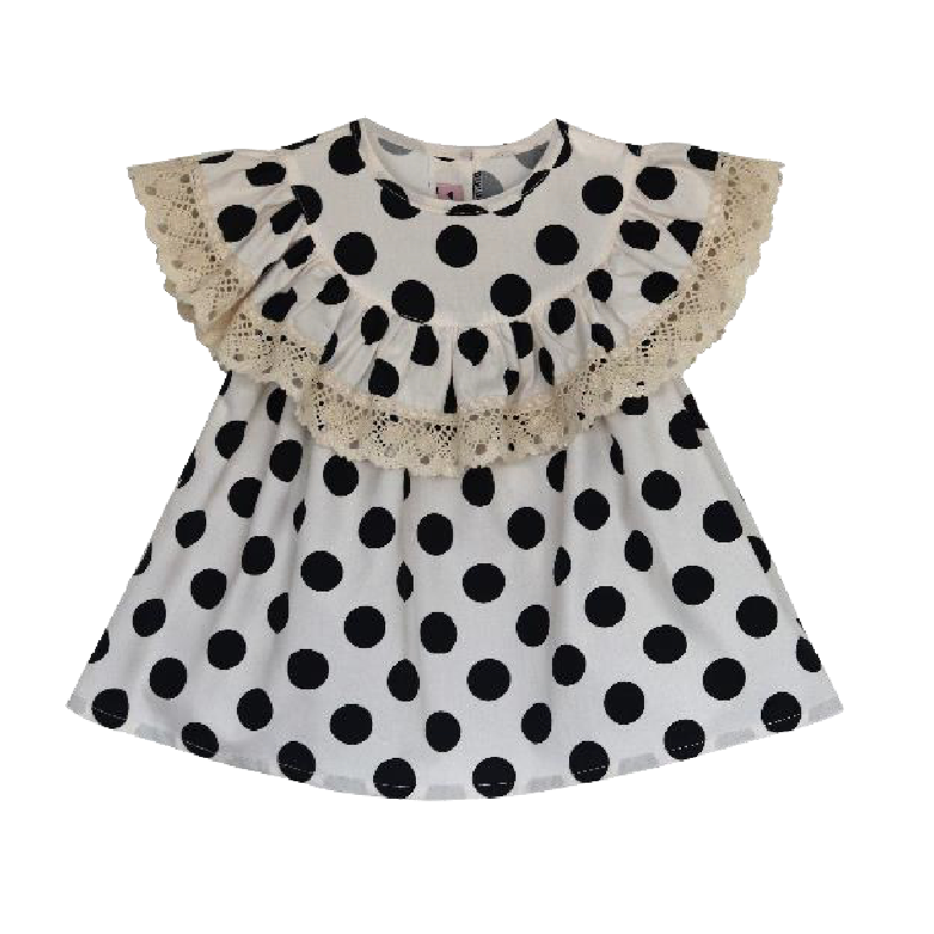 Ivory with black dots frill blouse