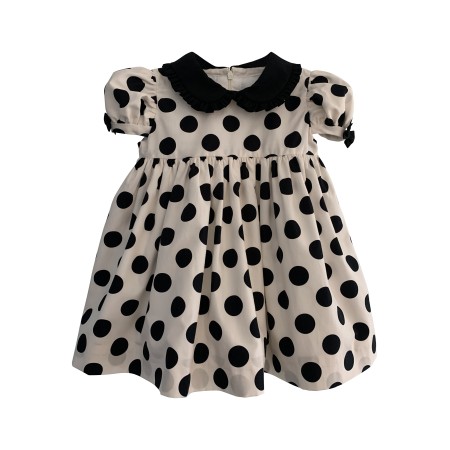 Ivory with black dots collar dress