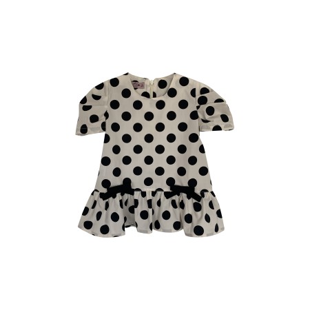 Ivory with black dots frill dress