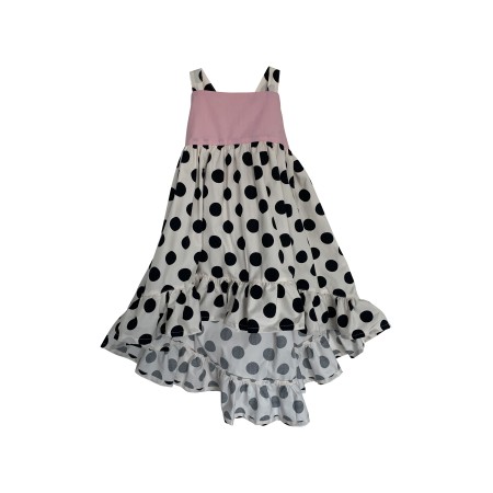 Ivory with black dots and pink dress