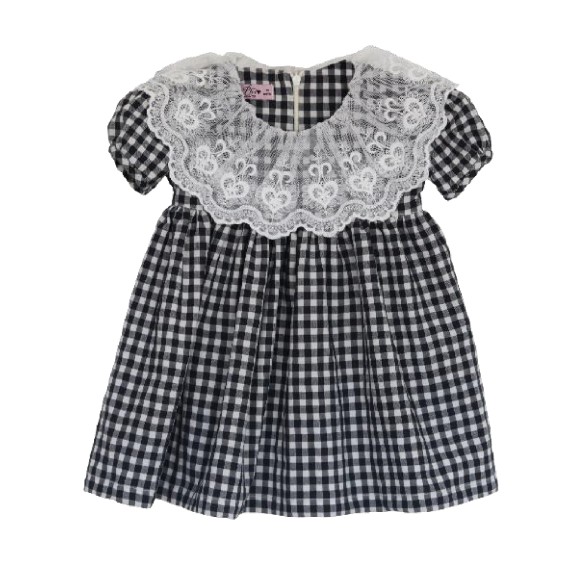 Vestido vichy preto com tule Vestido vichy preto com tule
