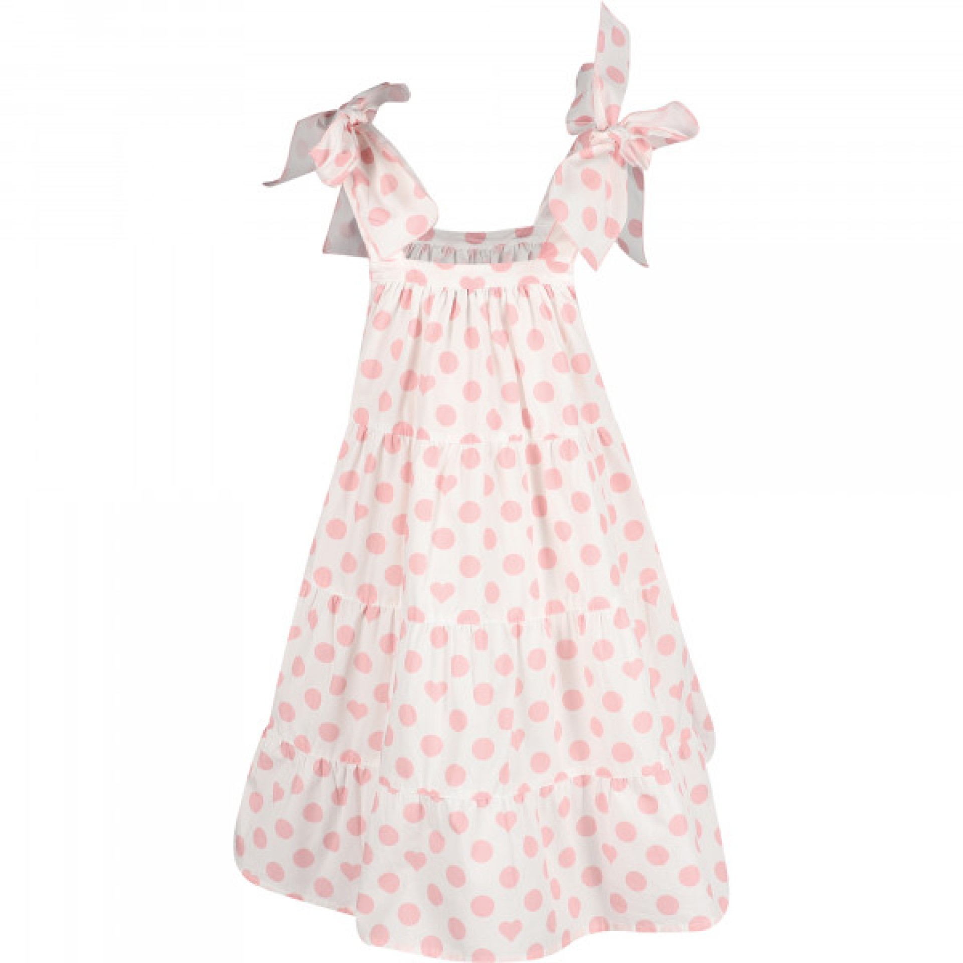 White with pink dots frill dress
