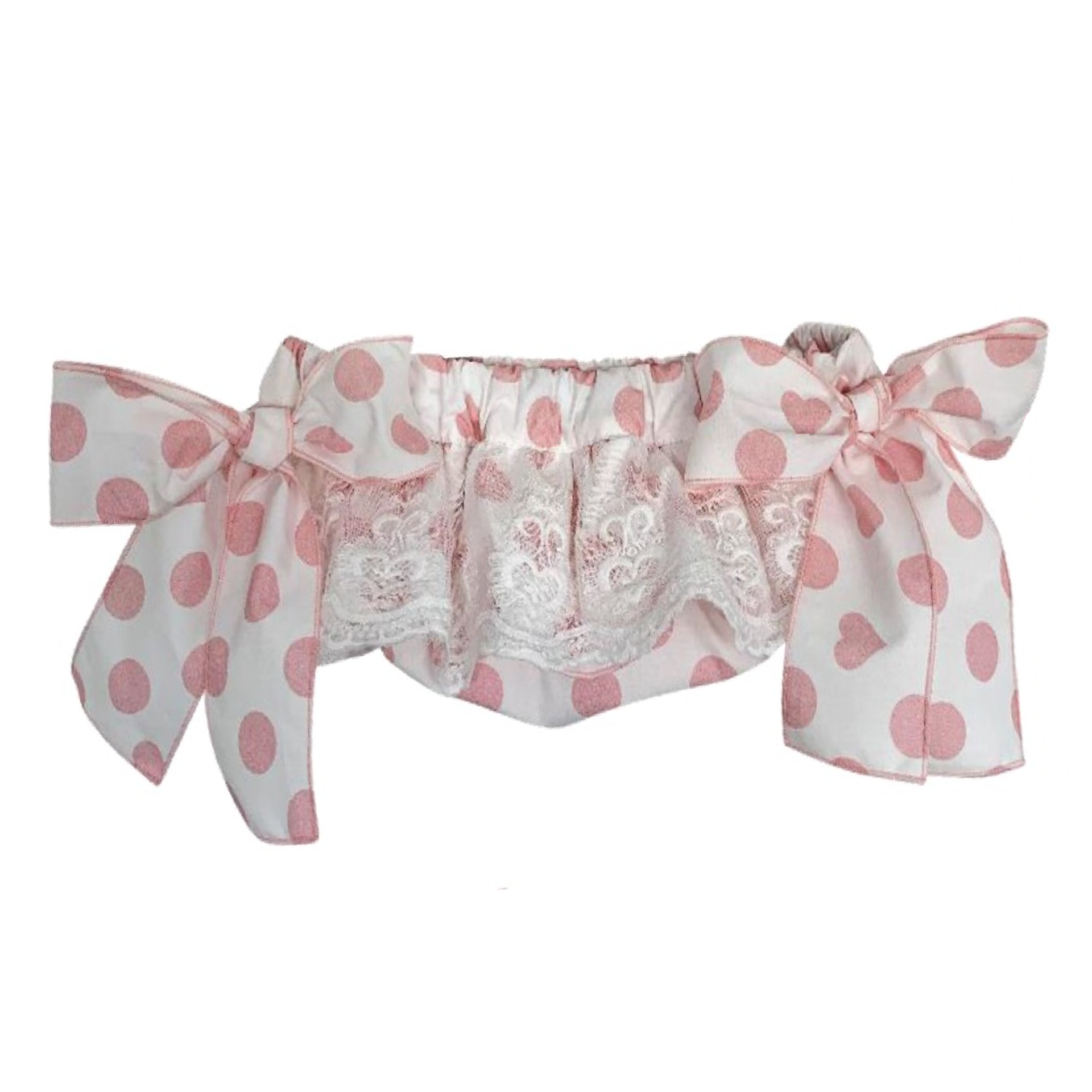 White with pink dots lace bloomer