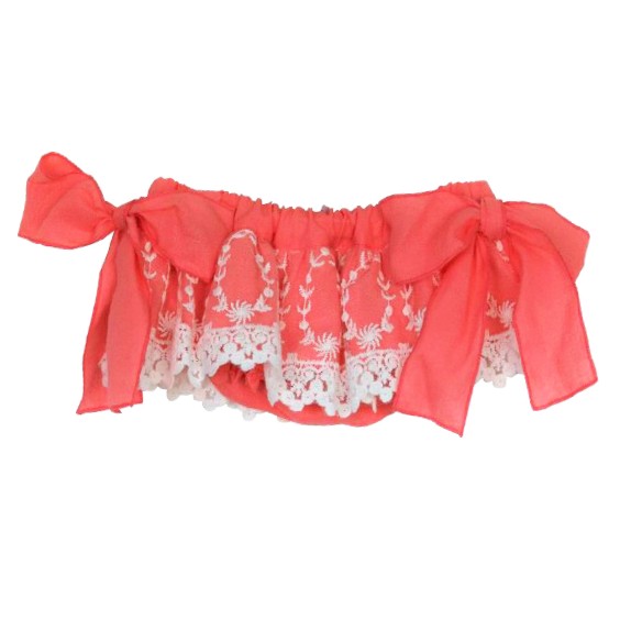 Coral Linen with Tule bloomer Coral Linen with Tule bloomer