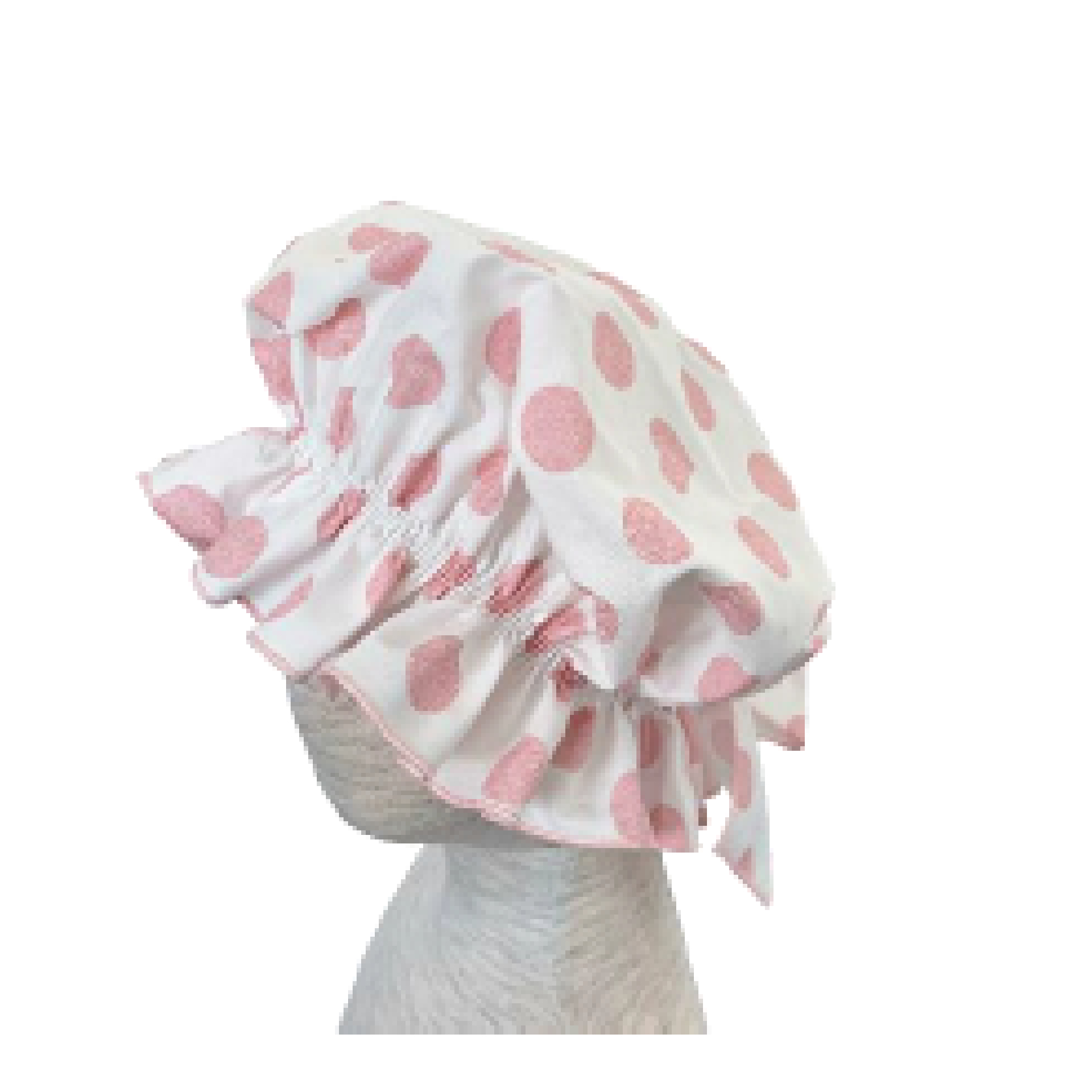 White with pink dots bonnet
