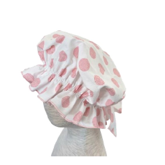 White with pink dots bonnet White with pink dots bonnet