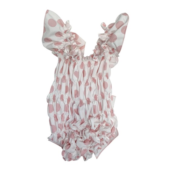 White with pink dots cotton swimsuit