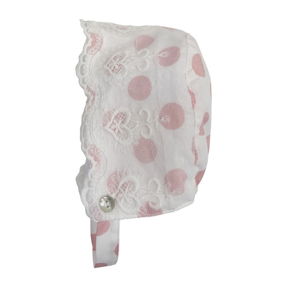 White with pink dots bonnet