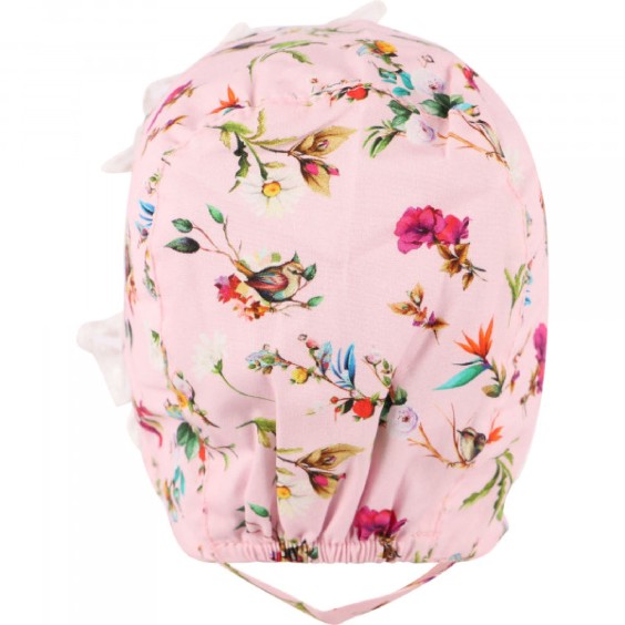 Touca rosa com flores