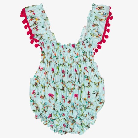Blue with flowers cotton swimsuit