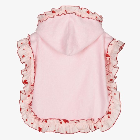 Pink with red hearts hooded beach poncho Pink with red hearts hooded beach poncho