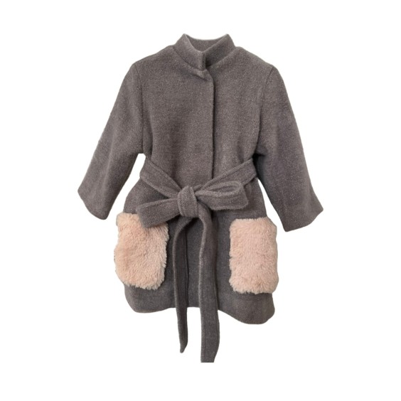Grey jersey coat with fur Grey jersey coat with fur