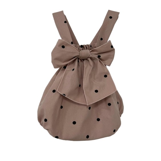 Pink with black dots romper