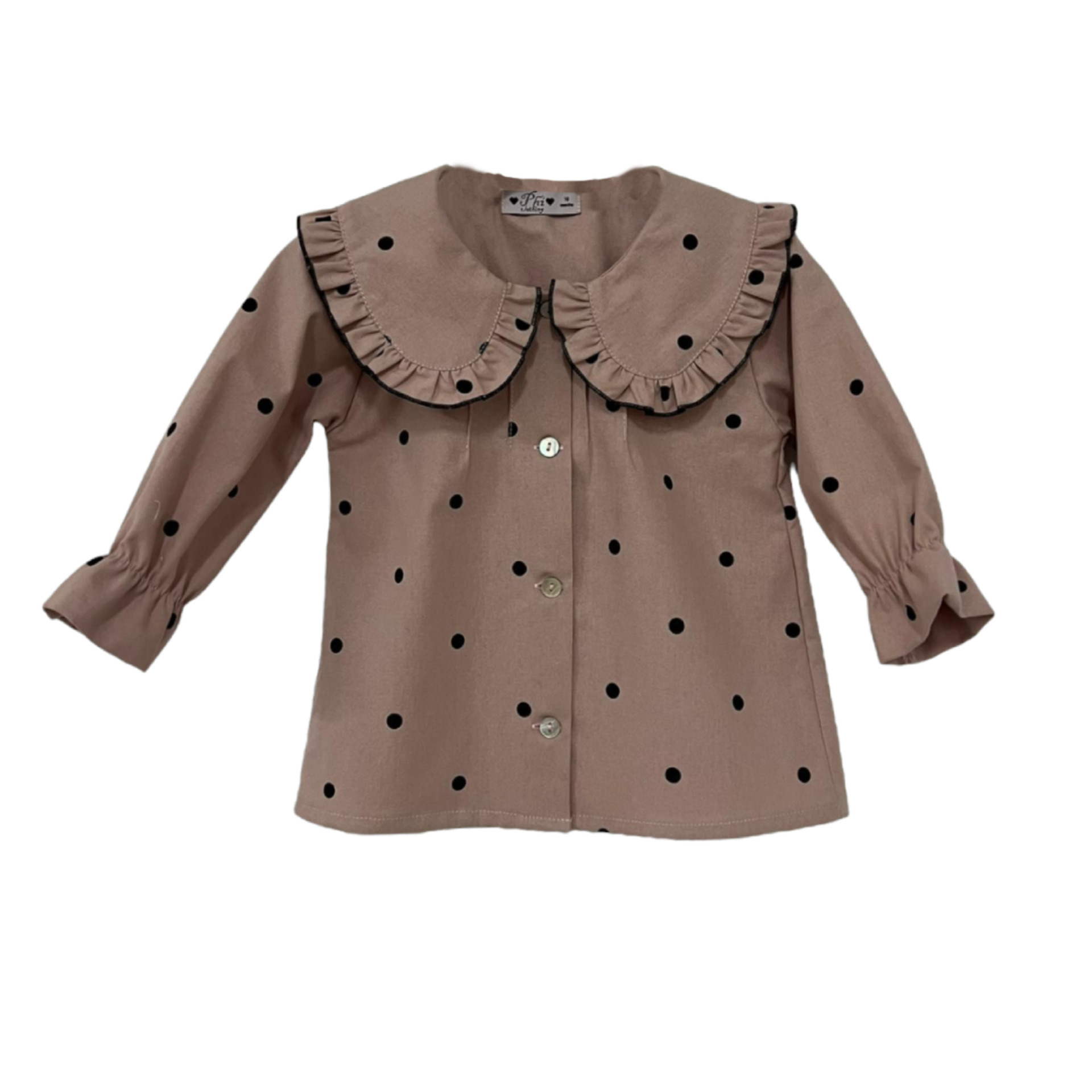 Chemisier rose  pois noirs