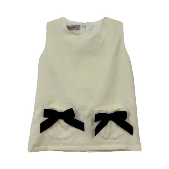 Ivory velvet dress with bows