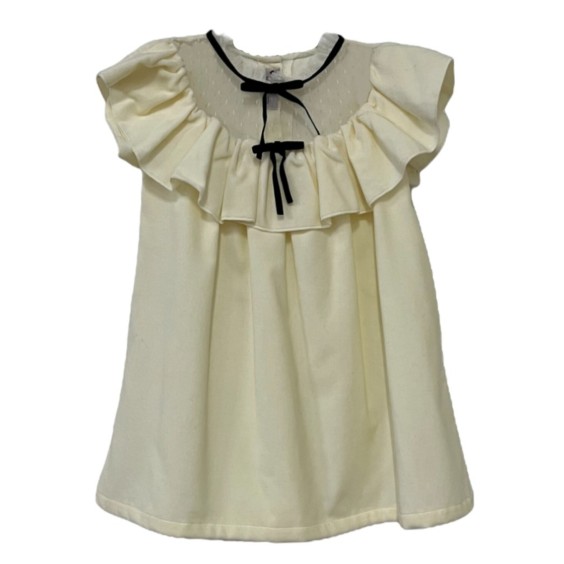 Ivory velvet frill dress