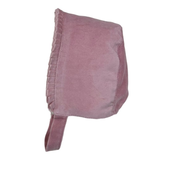 Touca em veludo rosa com pregas