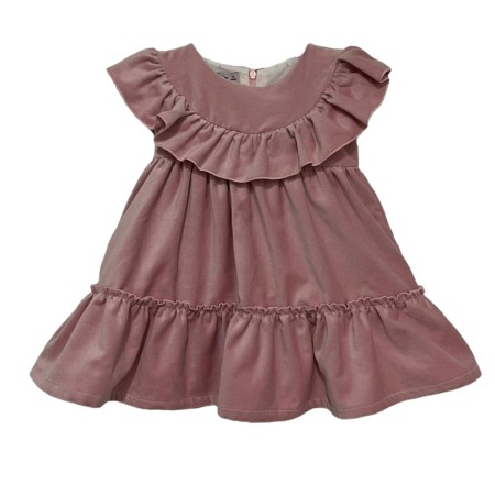 Pink velvet frill dress