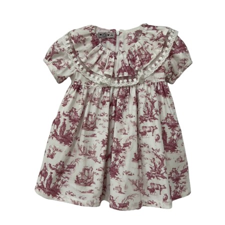 Bordeaux toile de jouy collar dress