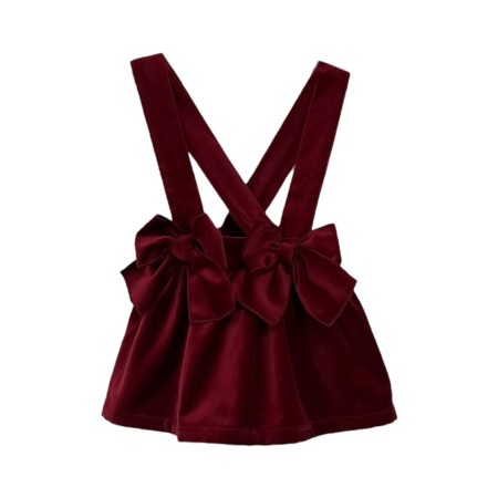 Bordeaux velvet skirt with braces