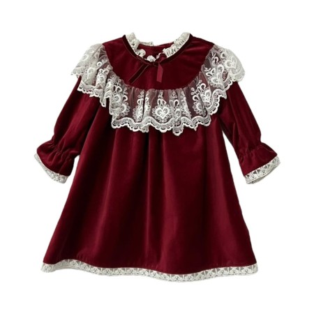 Bordeaux velvet tule frill dress