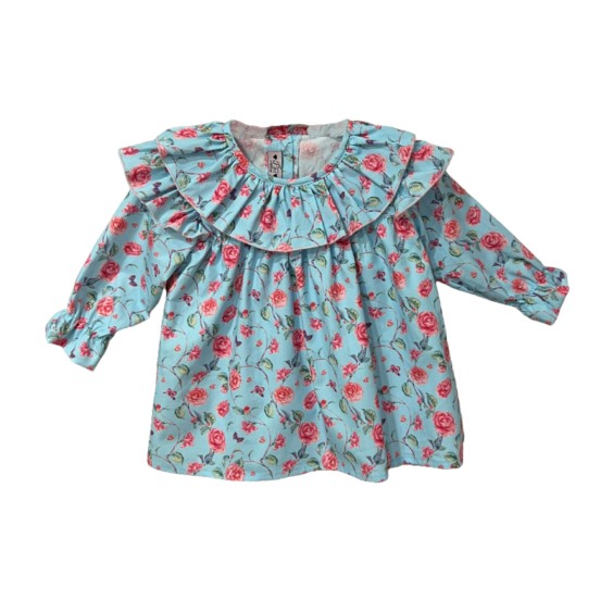 Blue with flowers collar blouse Blue with flowers collar blouse
