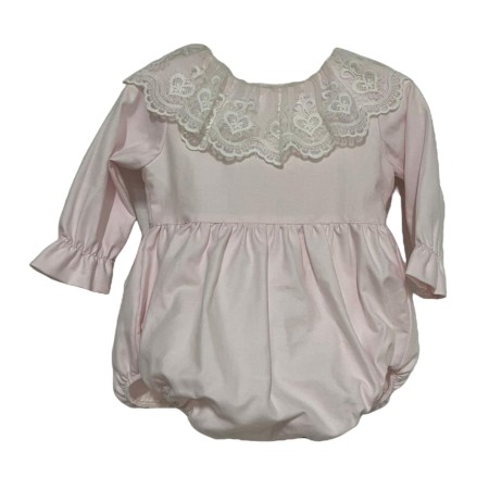 Pink romper with tule collar
