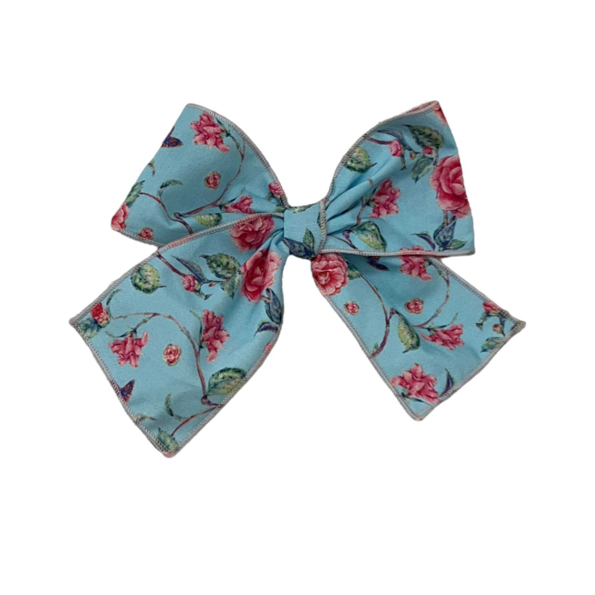 Blue with flowers hair bow