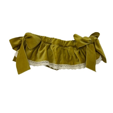 Mustard velvet bloomer with lace