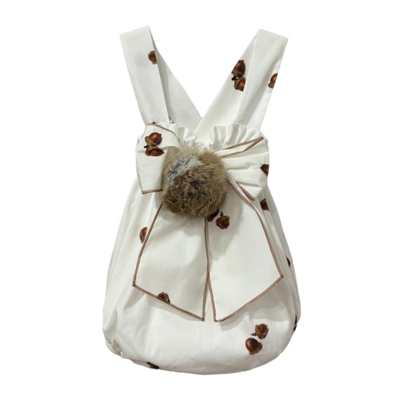 Acorn print pompom romper