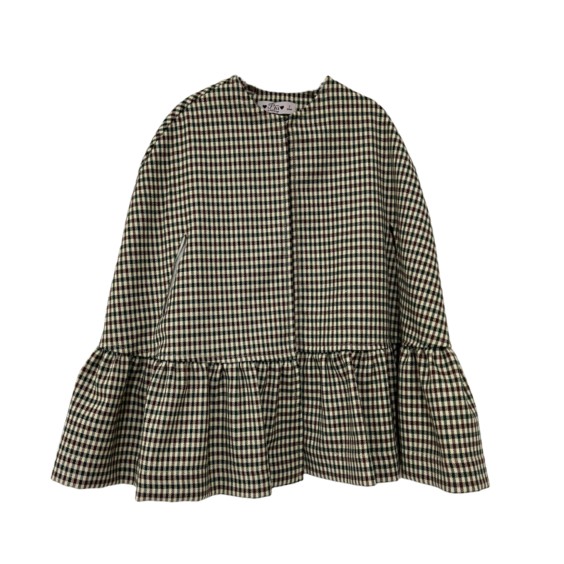 Brown and green vichy cape
