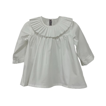 White pleated trim blouse