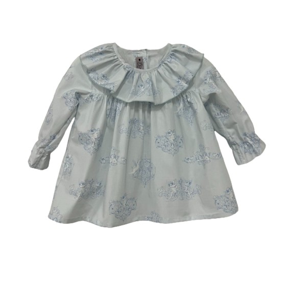 Blue with angels collar blouse