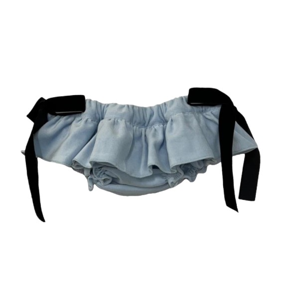 Blue velvet bloomer with velvet bow Blue velvet bloomer with velvet bow