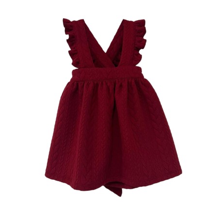 Vestido com peito em malha bordeaux