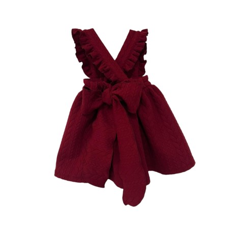 Vestido com peito em malha bordeaux