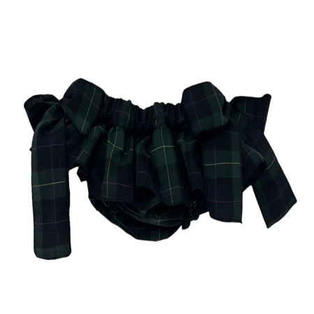 Green and blue tartan two bows bloomer