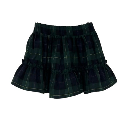 Green and blue tartan frill skirt